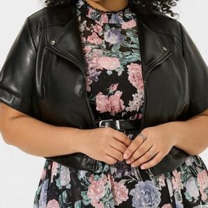 Torrid Faux Leather Short Sleeve Cropped Moto Jacket